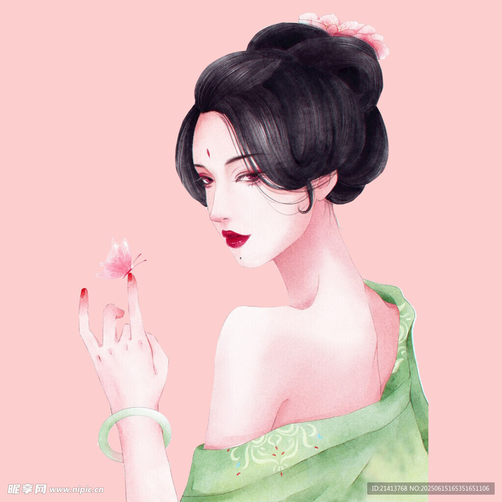 古风绿衣女子