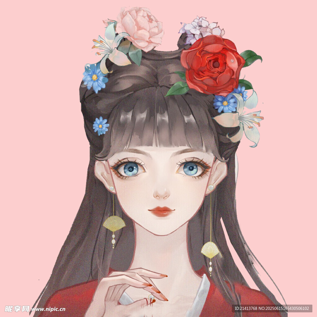 古风花饰少女
