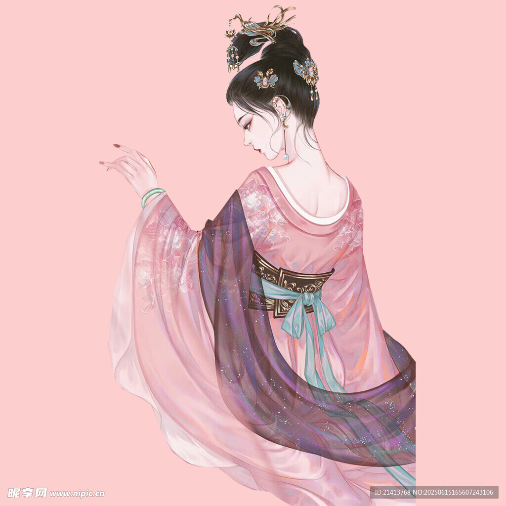 古风汉服女子优雅侧影