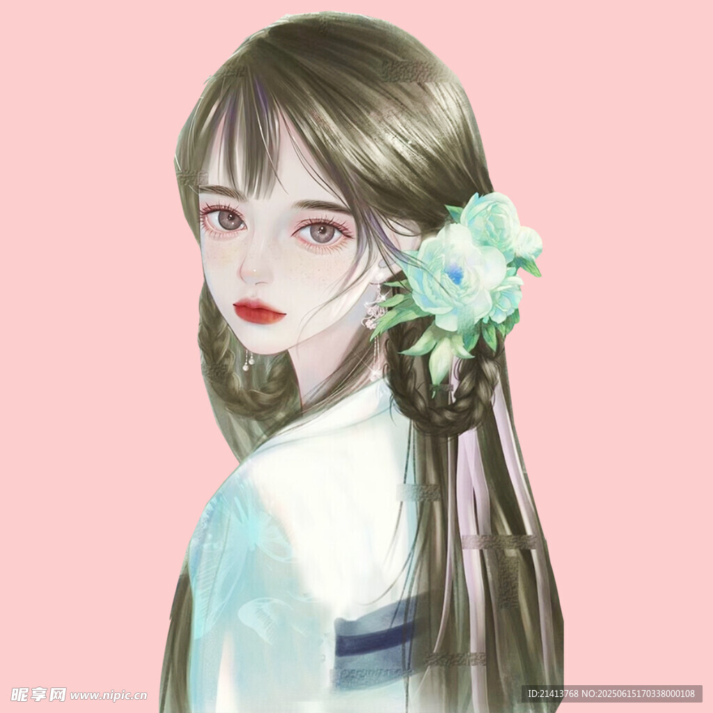 古风少女簪花侧颜