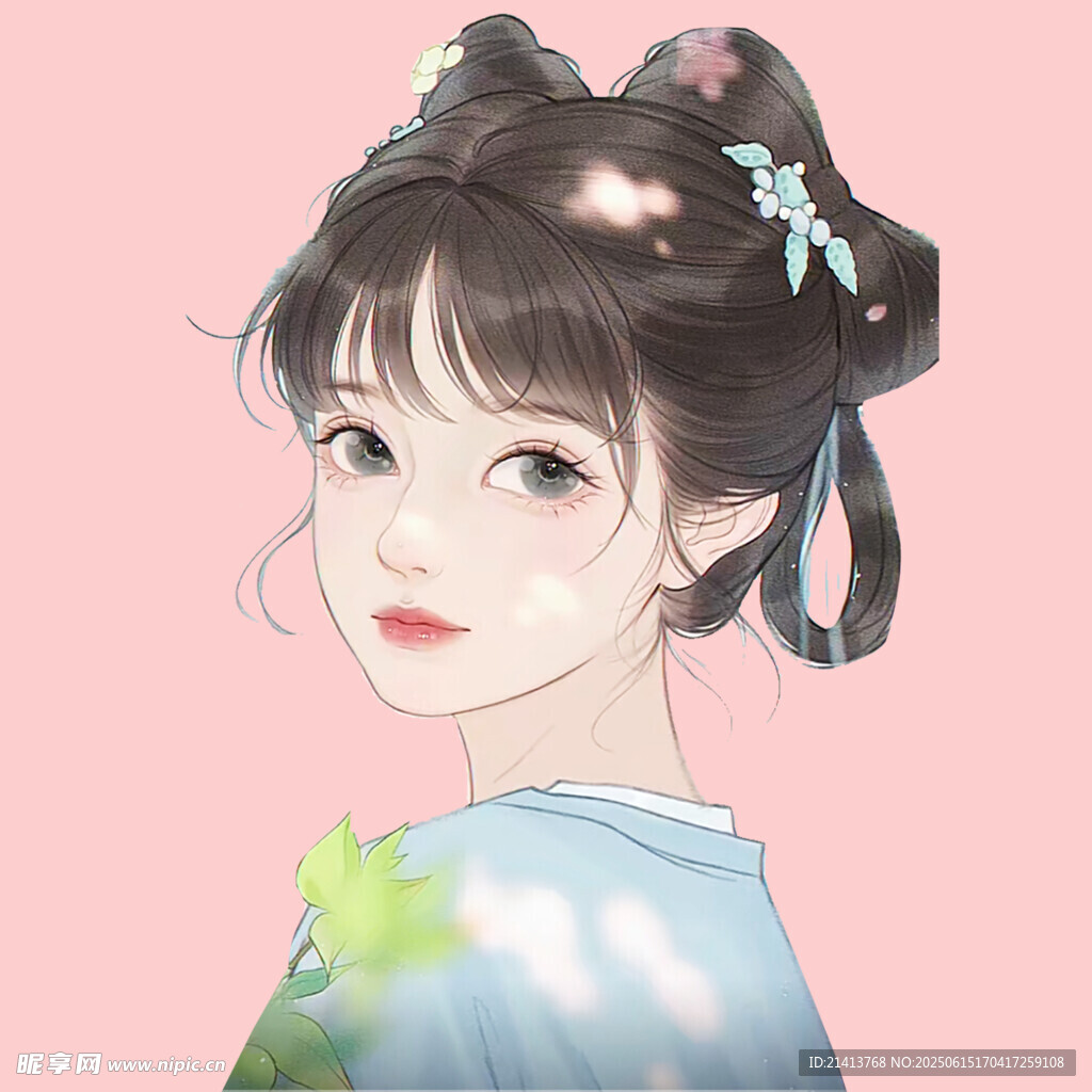 古风少女发髻精致妆容美