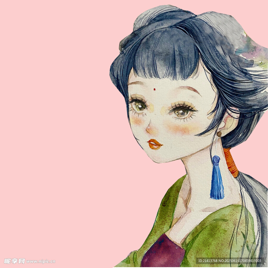 古风少女侧颜插画