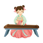 古装少女弹奏