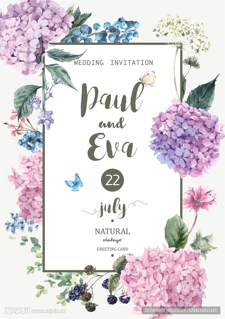 Paul与Eva的花卉婚礼请柬