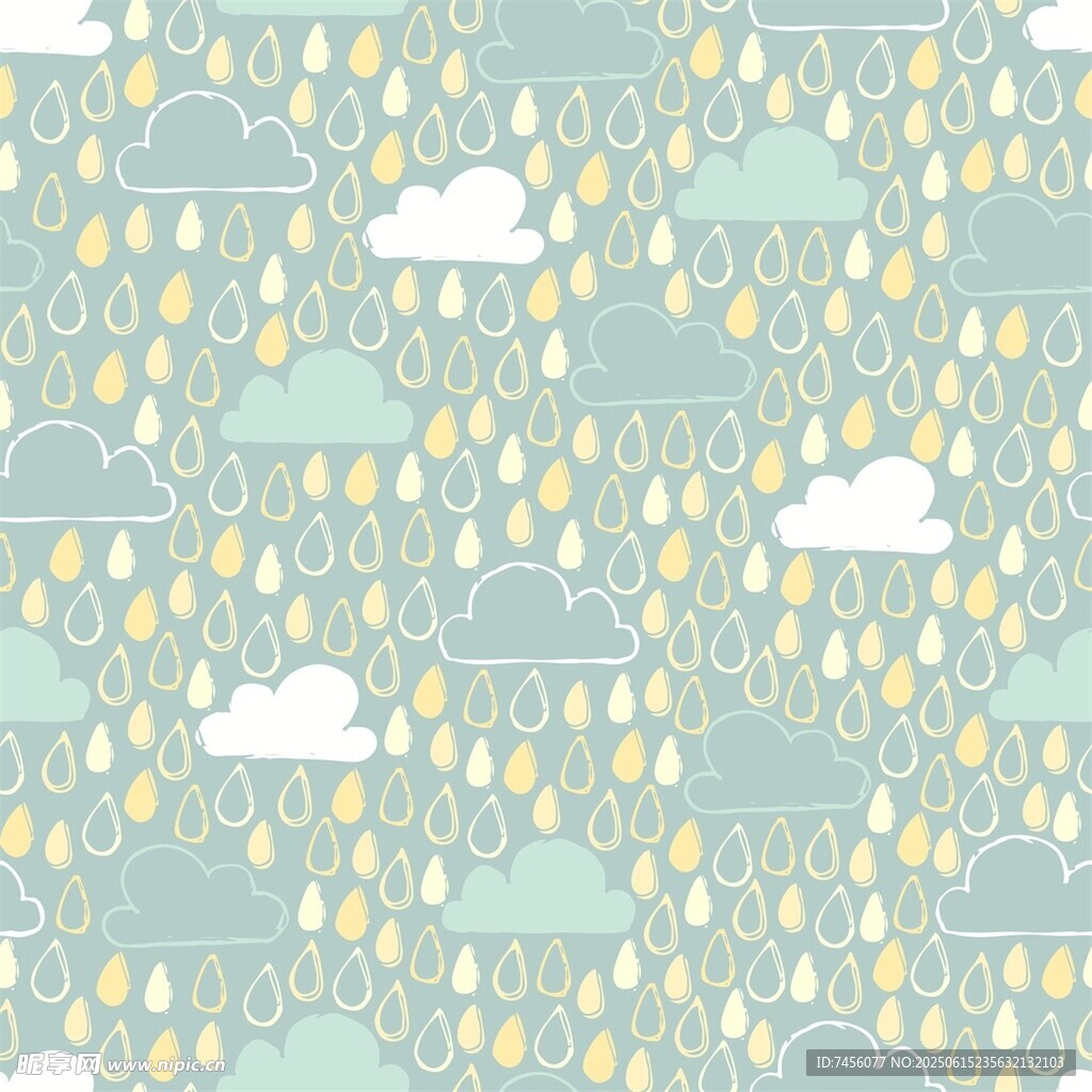 清新云朵雨滴图案背景