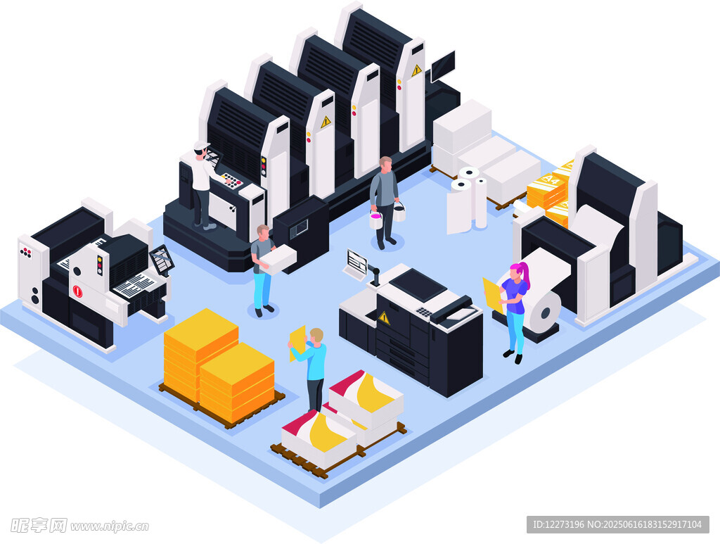 现代办公场景3D插画