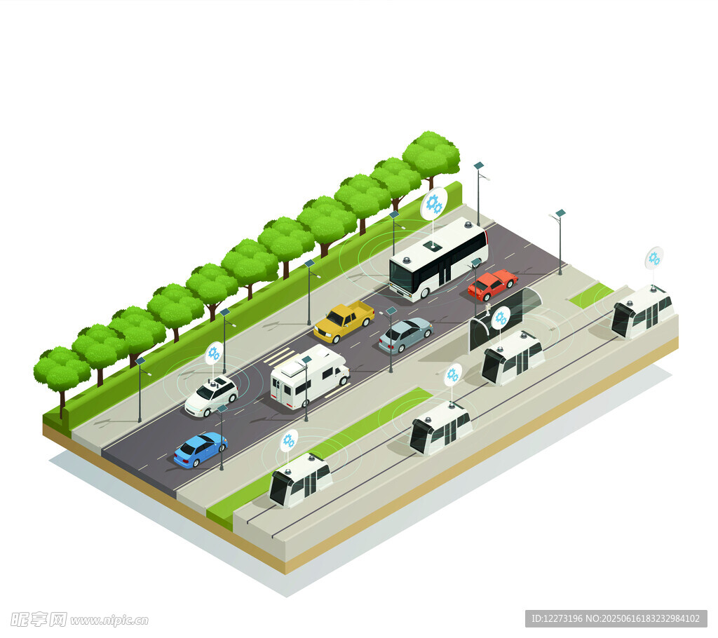 城市街道交通等距视图