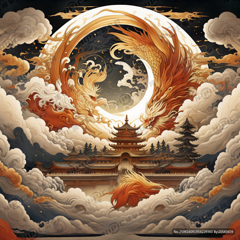 藤黄楼阁 嫦娥线稿图