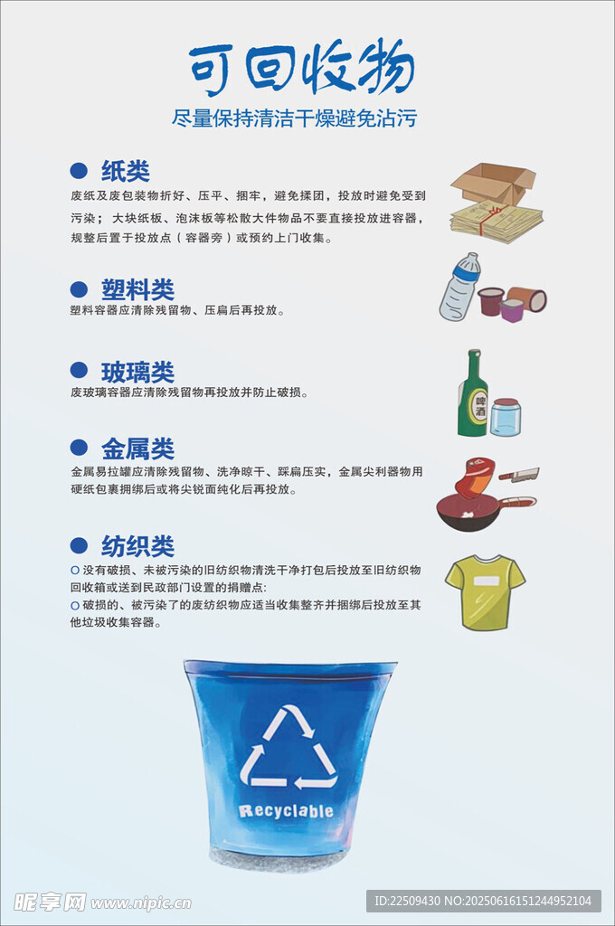 可回收物分类说明