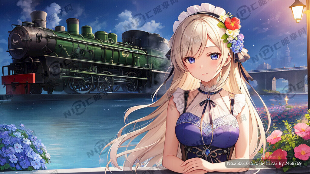 夏天 蒸汽火车 紫苏花 浪漫