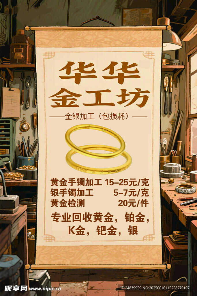 华华金工坊招牌展示
