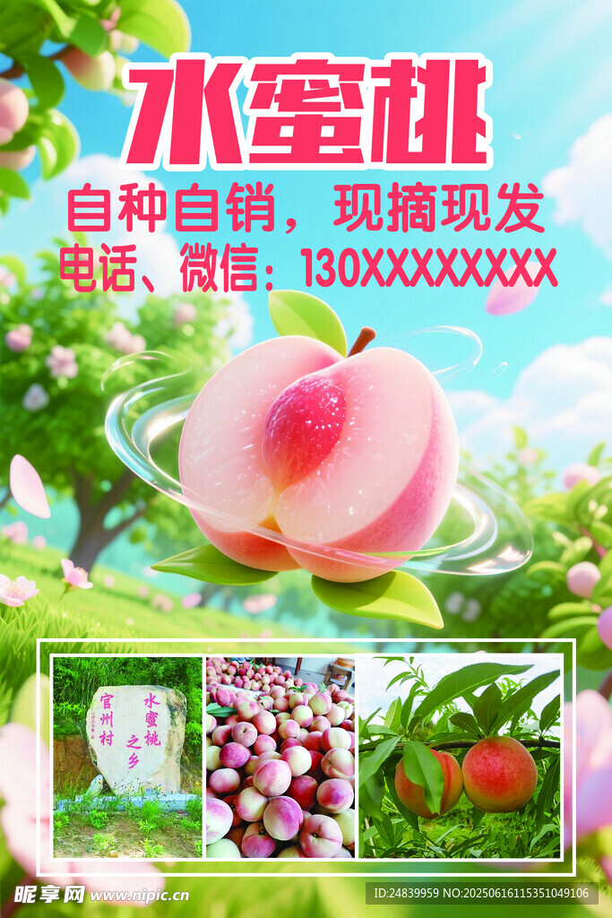 水蜜桃种苗销售宣传海报