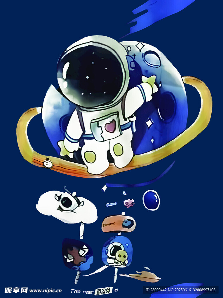 梦幻太空宇航员插画
