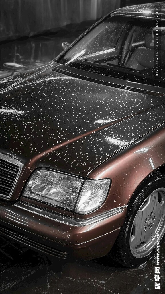 雨中复古轿车