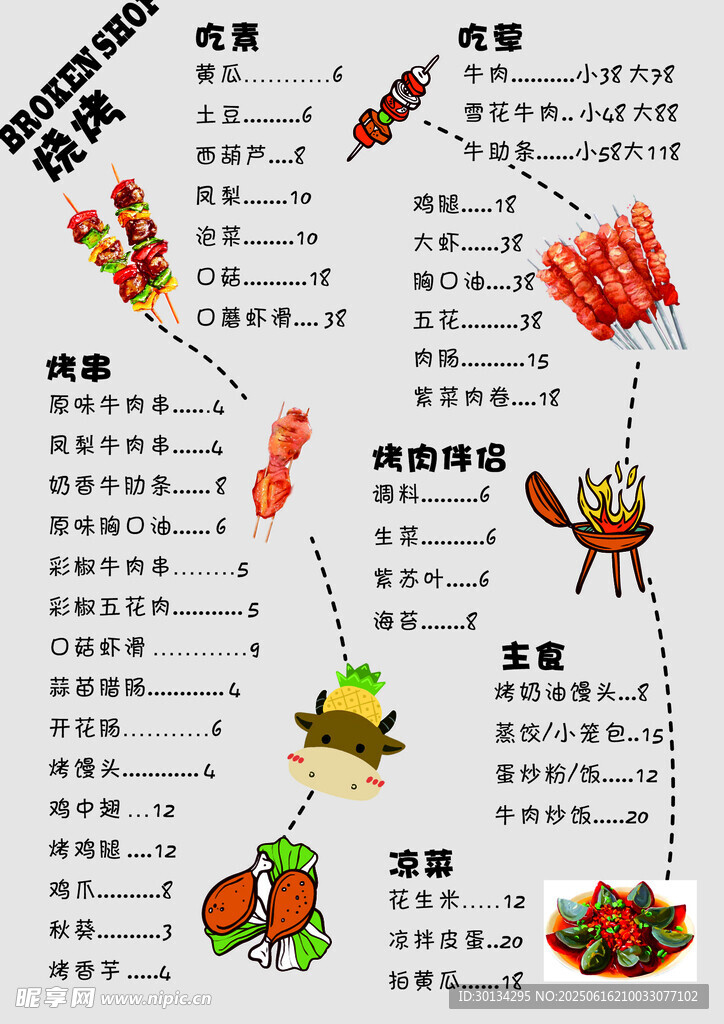 烧烤 烤肉 菜单 价目表