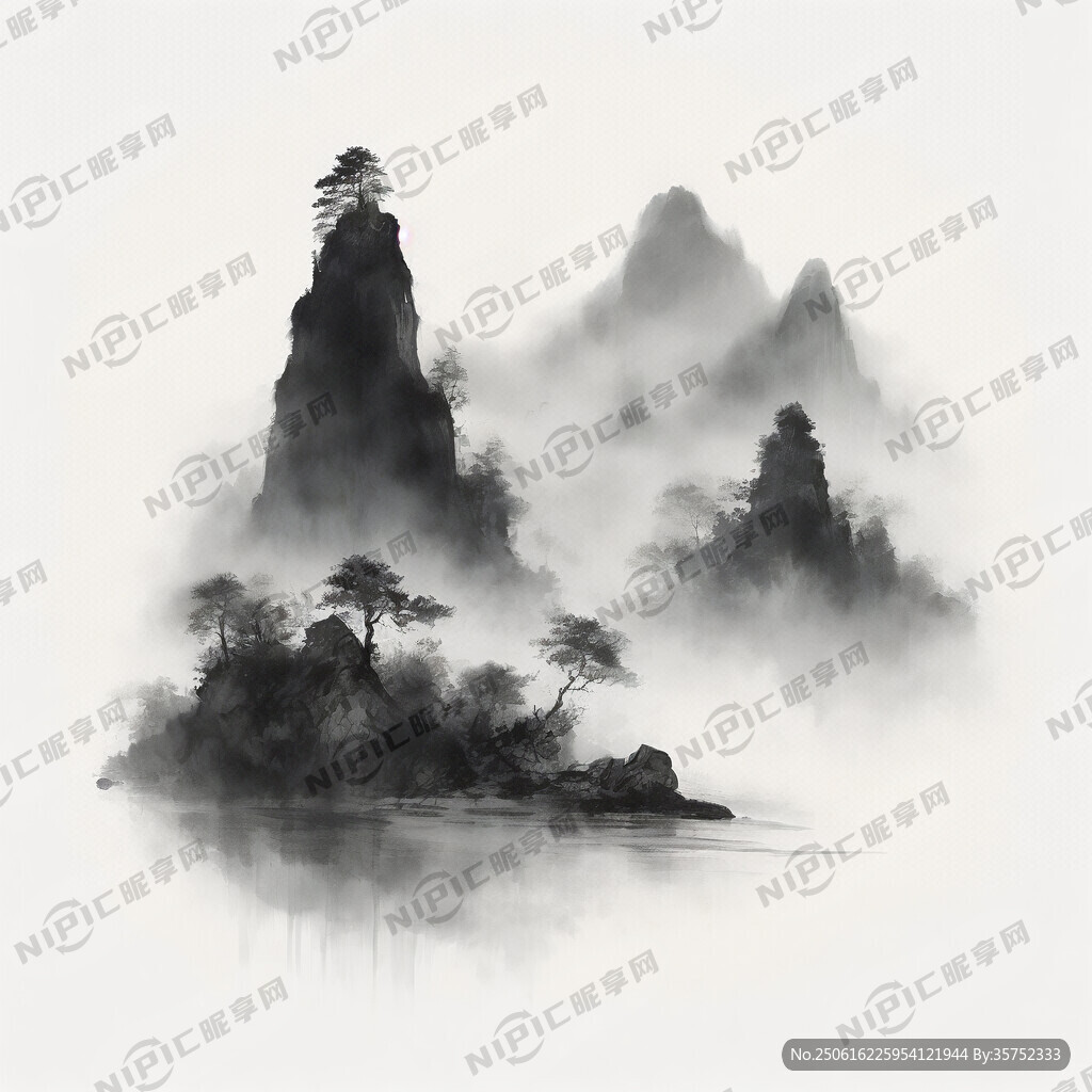 山谷 中国风 中国画 山水