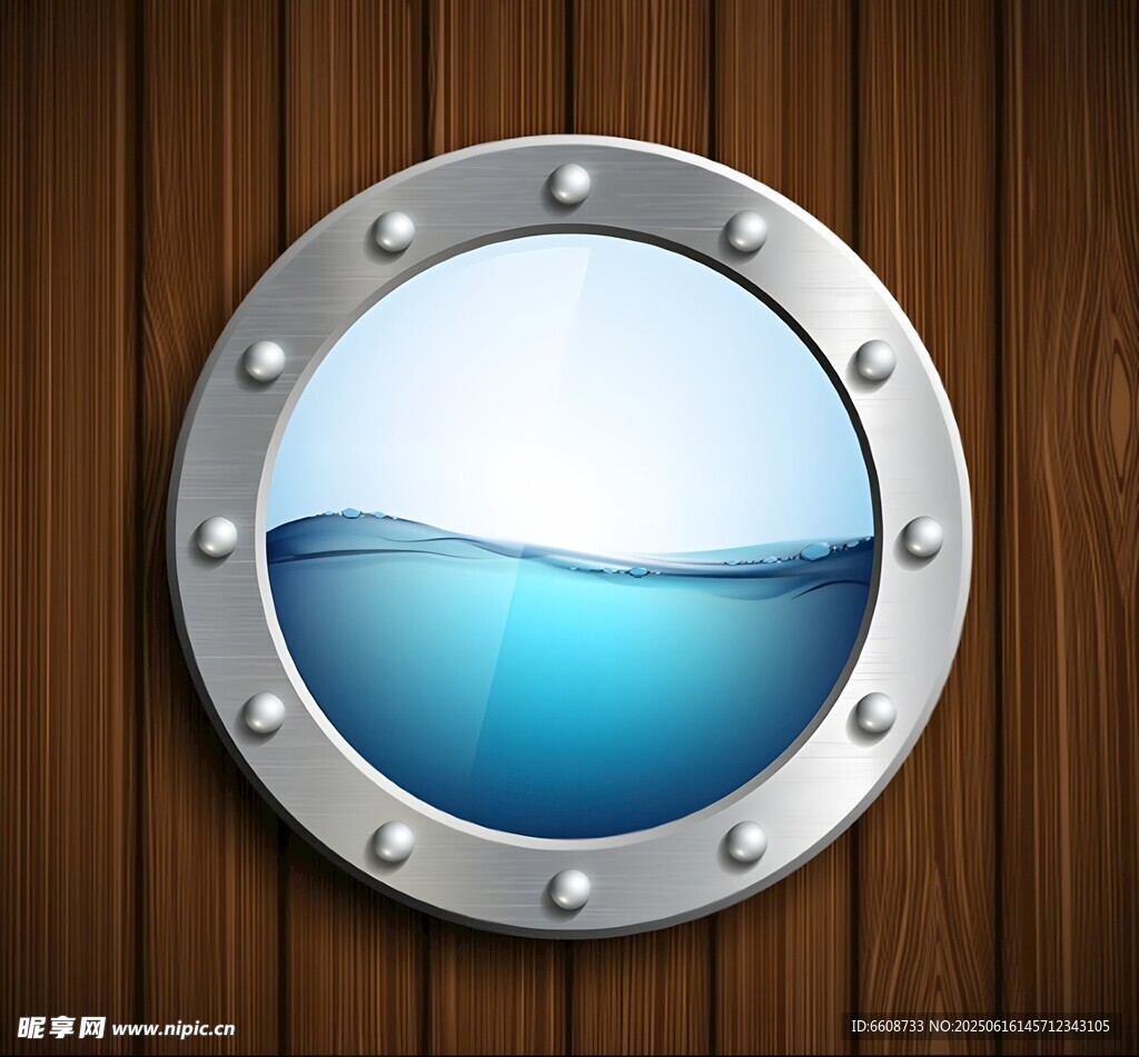 舷窗中的蓝色海水