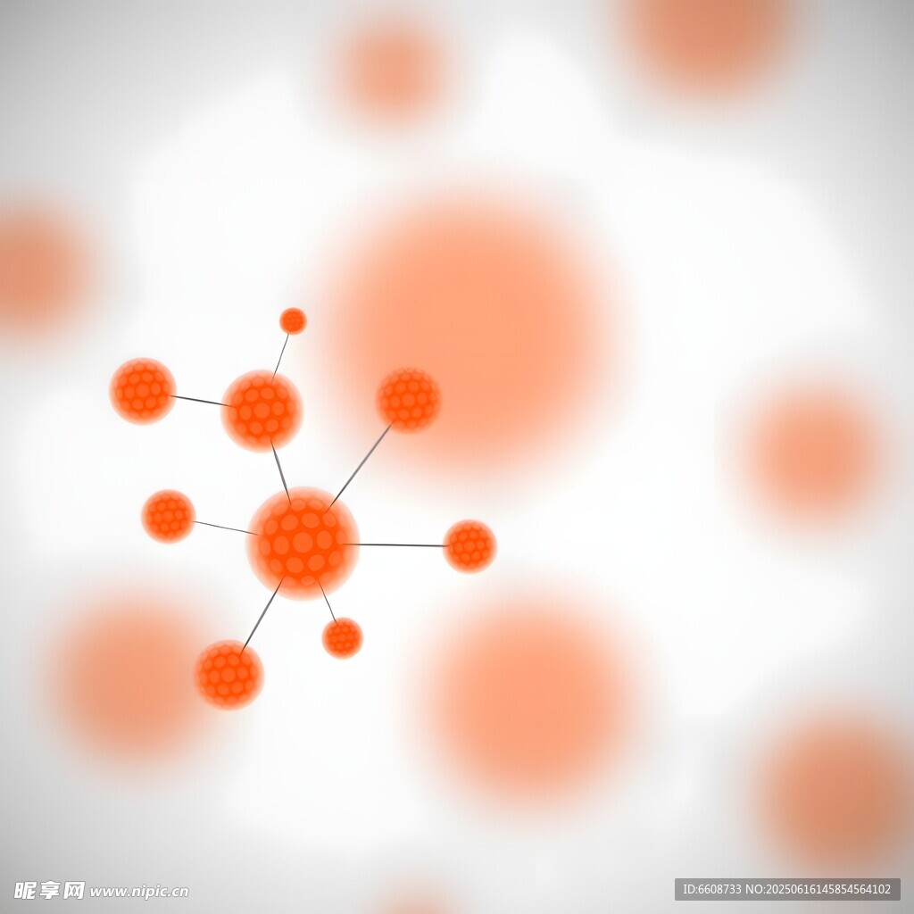 橙色分子结构抽象背景图