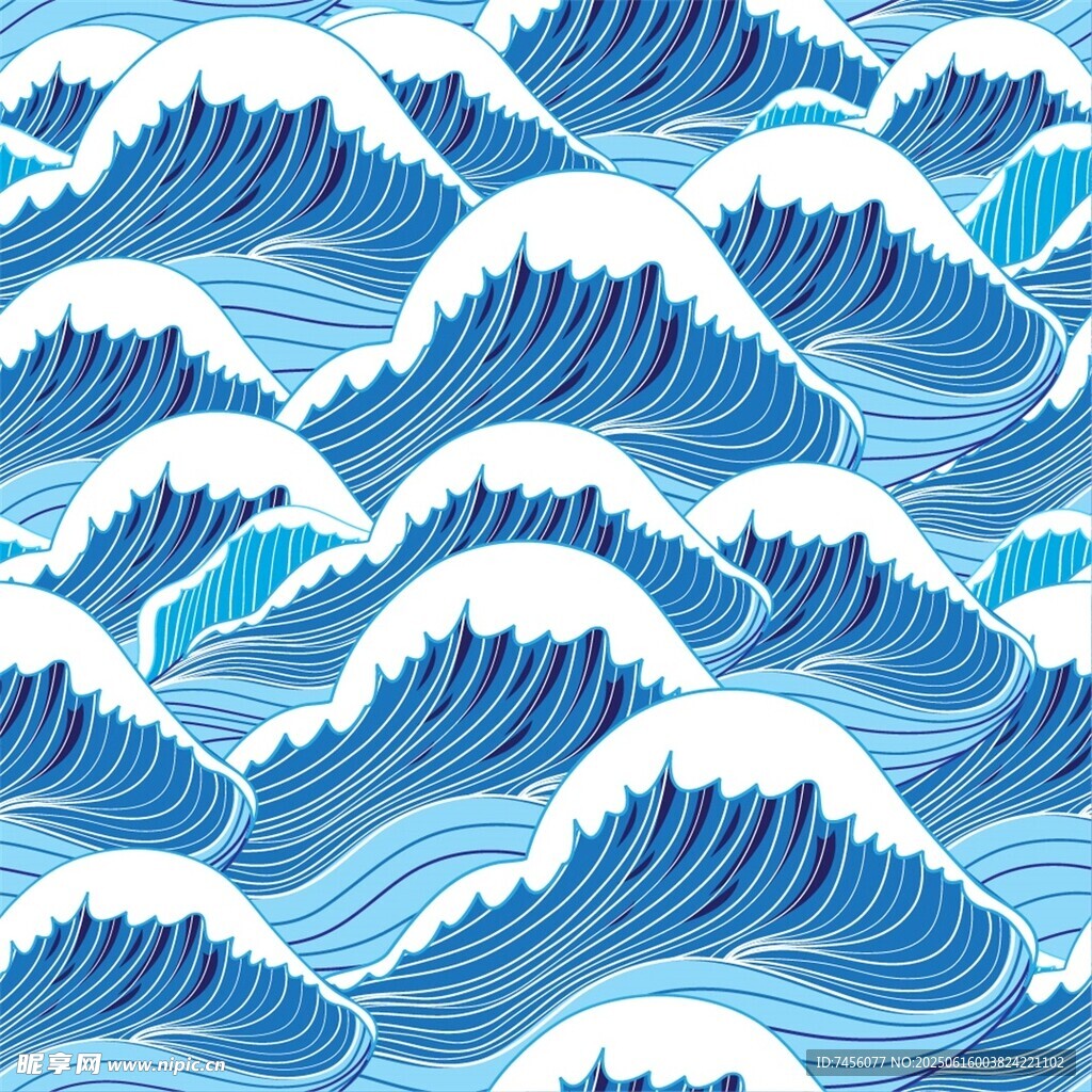 蓝色海浪无缝图案