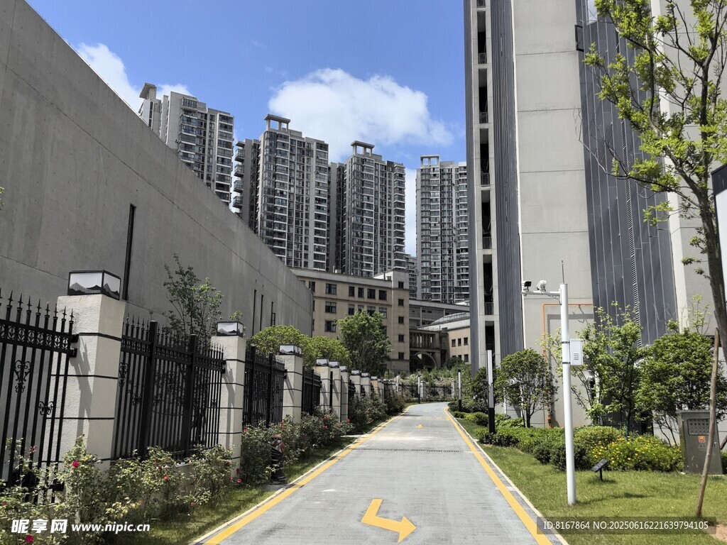 城市中整洁的道路与高楼