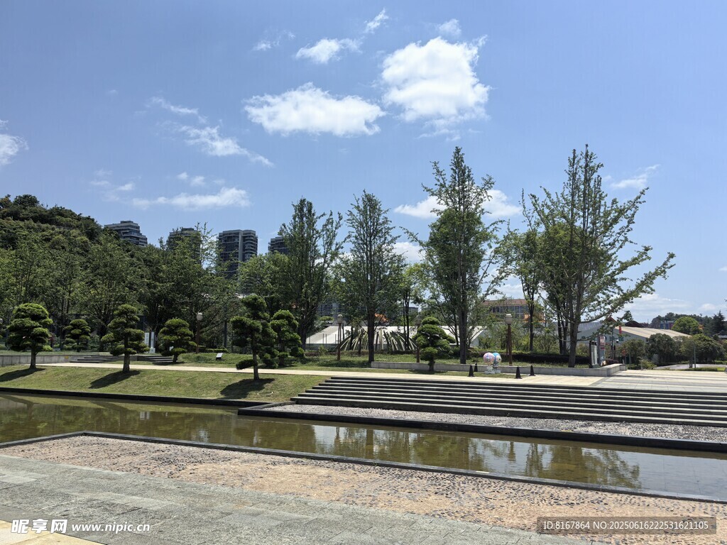 城市公园中的宁静水景