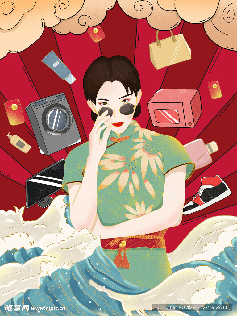 复古风女子置身奇幻场景