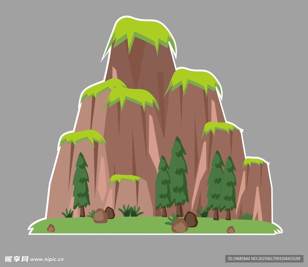 卡通儿童石头山