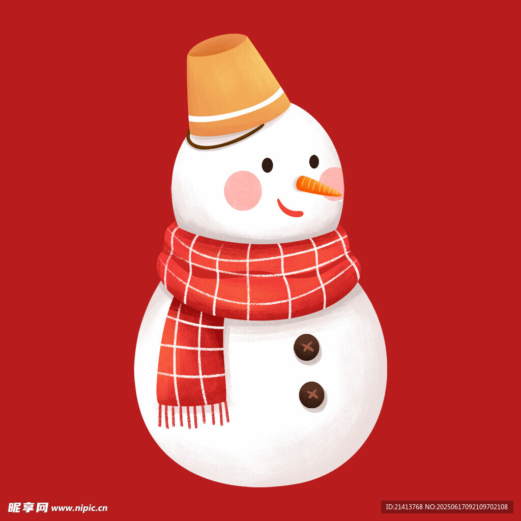 可爱雪人戴帽围围巾