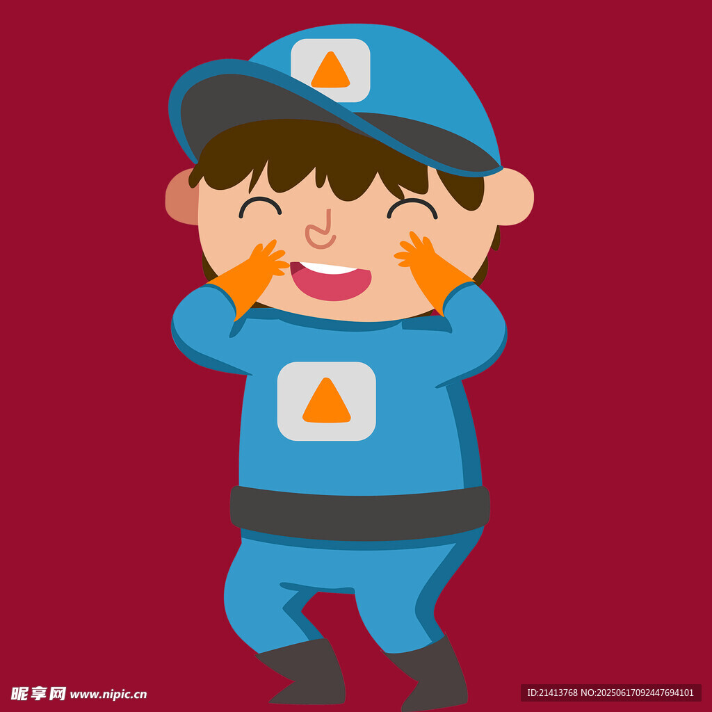 可爱蓝衣卡通快递员形象
