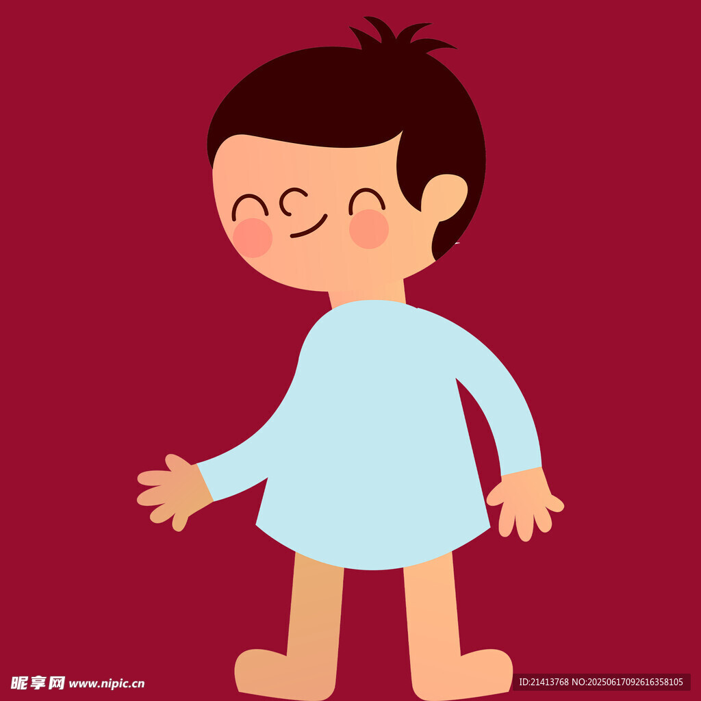 可爱站立的卡通小孩