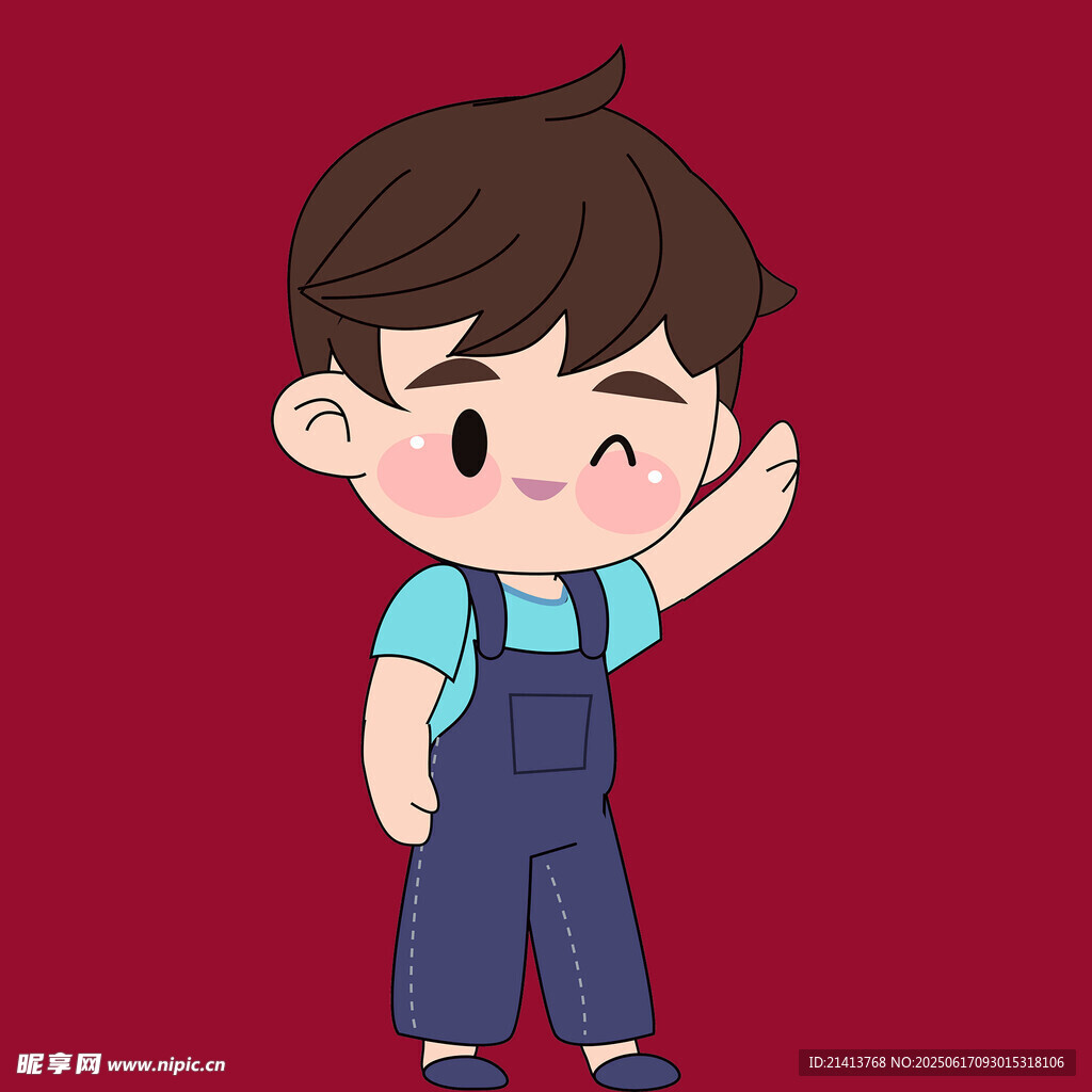 挥手小男孩卡通形象
