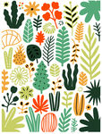 多彩植物图案插画