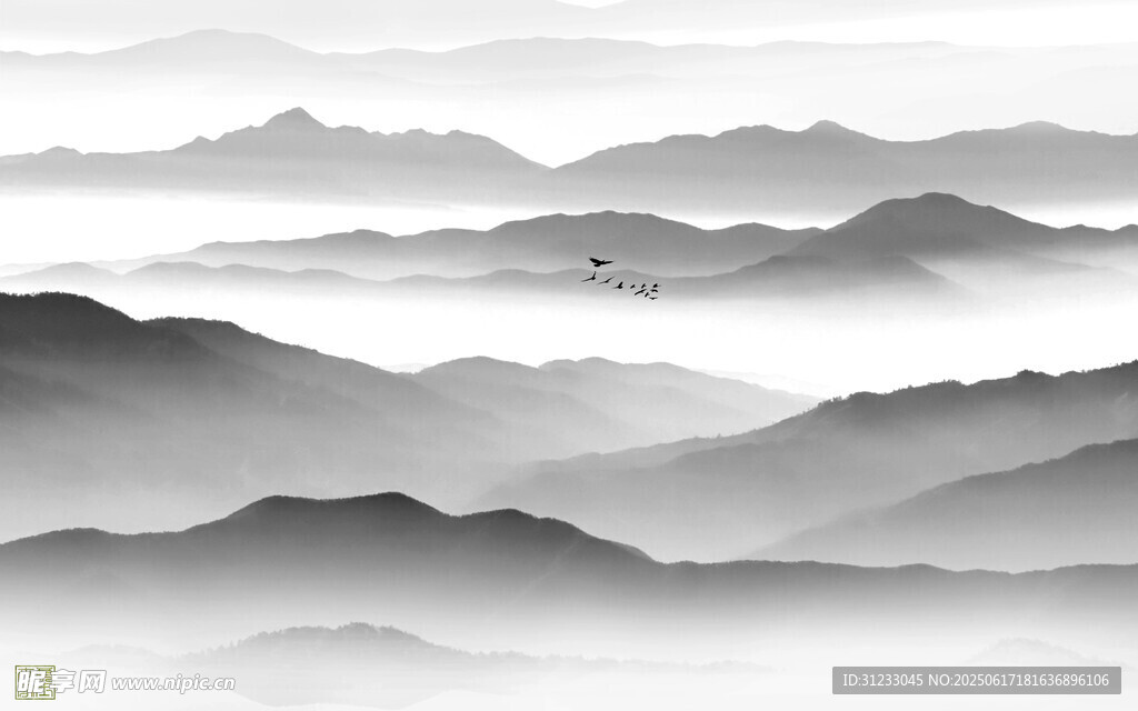 水墨山水画  背景墙