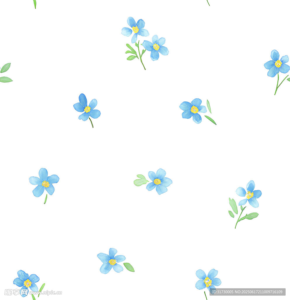 蓝色小花无缝图案背景