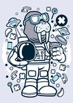 卡通宇航员形象插画