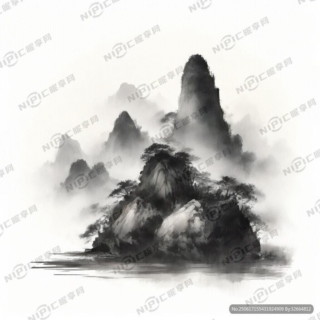 山谷 中国风 中国画 山水