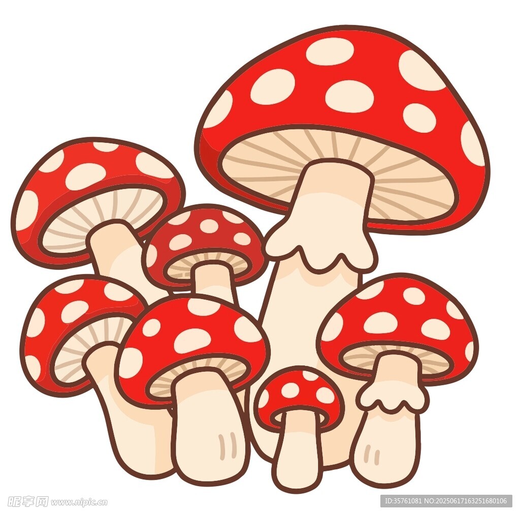 红色卡通蘑菇矢量图