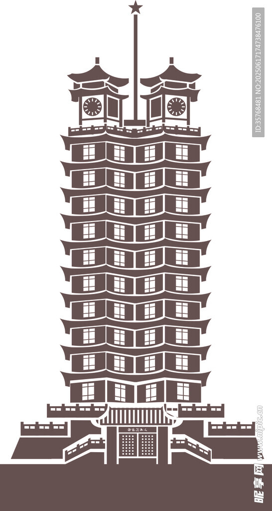 中式塔楼建筑设计图