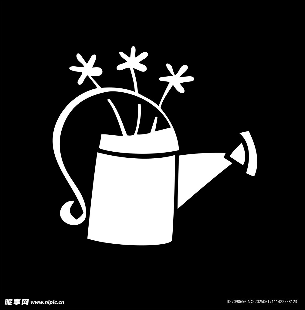 白色喷壶与小花图标