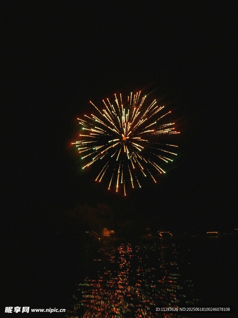 夜空中绚烂绽放的烟花
