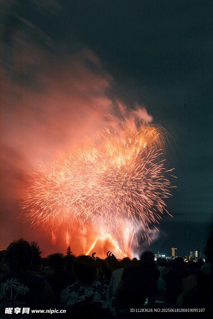 夜空中绚烂的烟花绽放