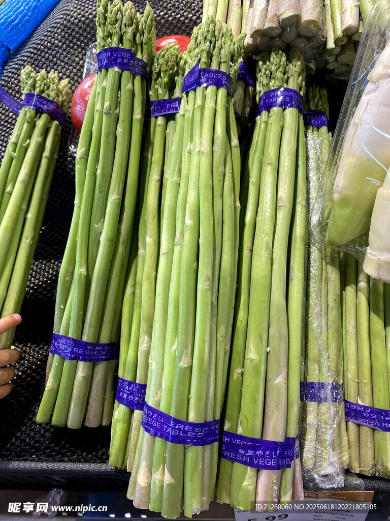 新鲜成捆绿芦笋待售