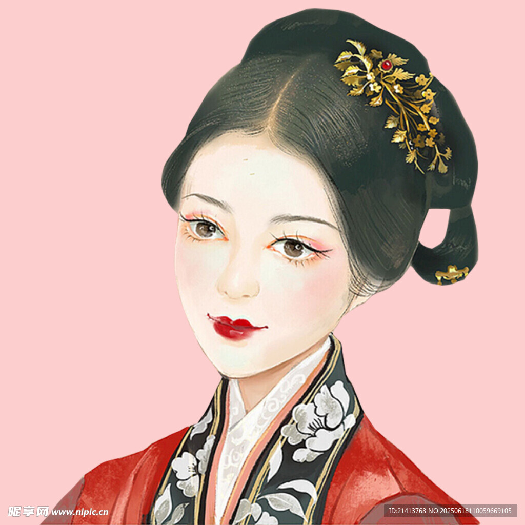 古风红衣女子典雅扮相