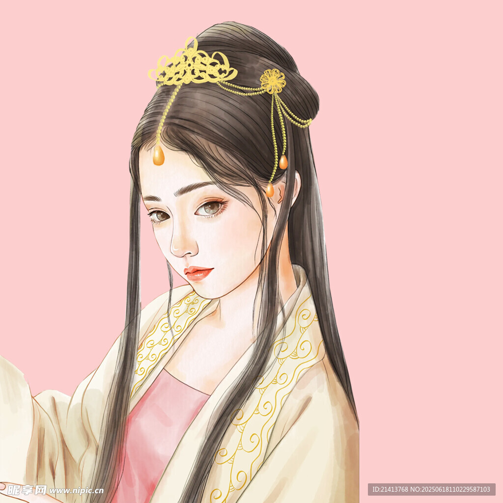 古风佳人  青丝金饰展温婉