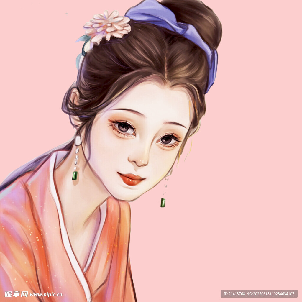 古风汉服女子优雅侧颜