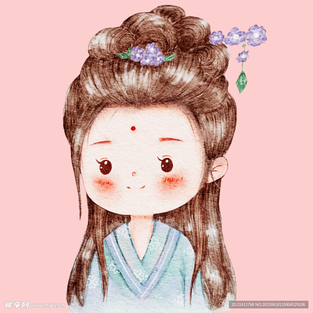 古风少女发髻插画