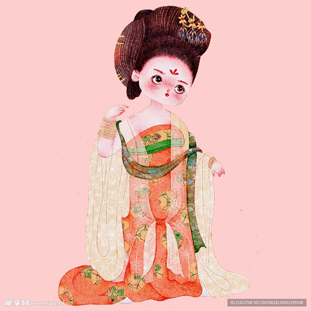 唐代仕女形象插画