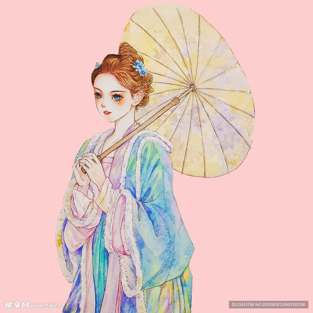 古风女子持伞优雅画像
