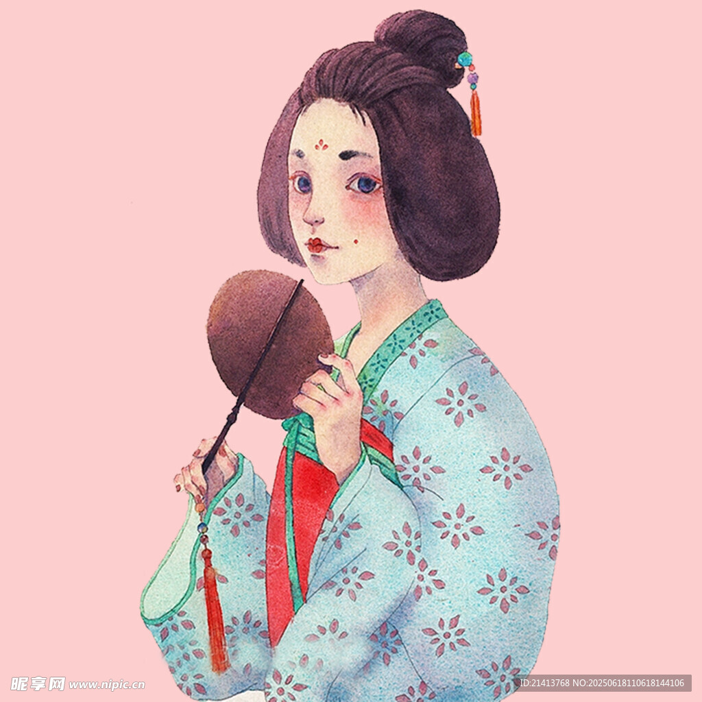 古风持扇女子优雅形象