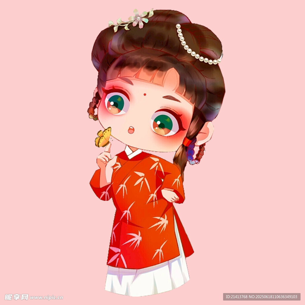 古风红衣萌系少女
